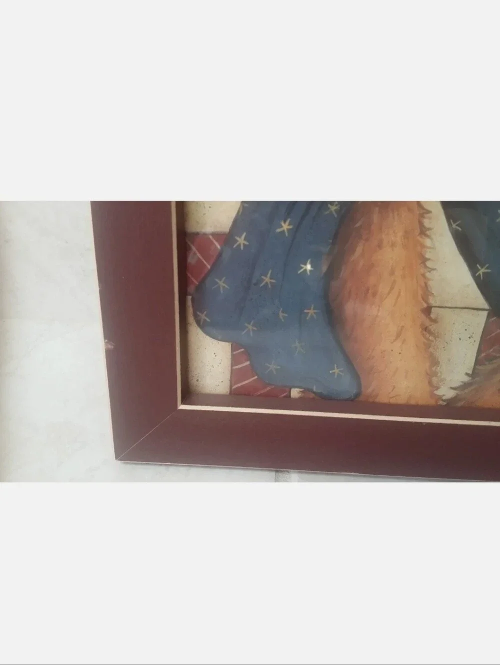 🌟🧸 MARY ANN JUNE 🧸🌟 Welcome Bear Framed Wall Art Picture In Burgandy Frame